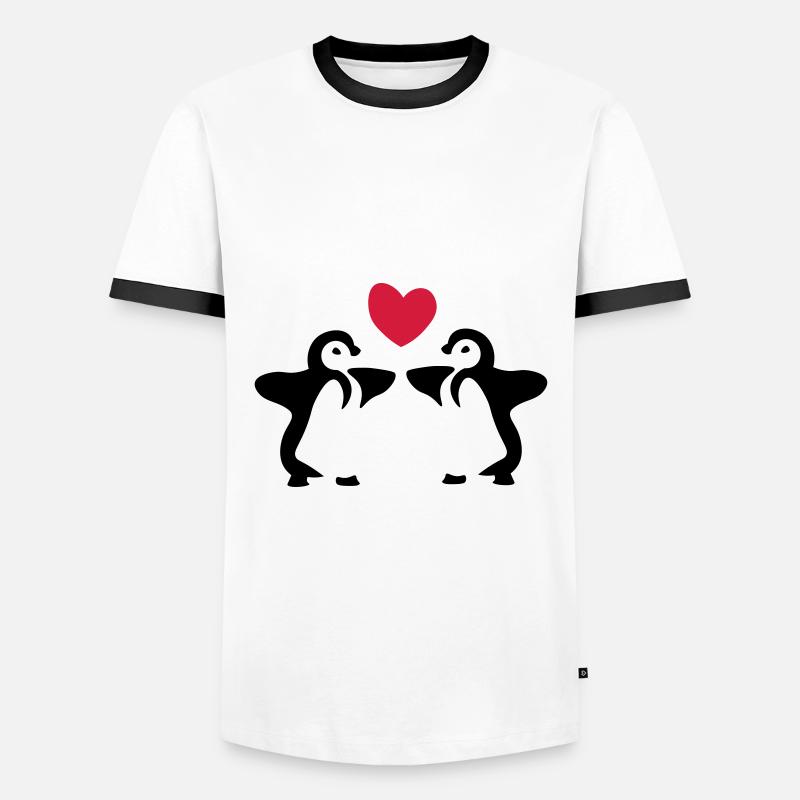 Penguin siblings / twins / gift idea - Men's Ringer Shirt - white/black