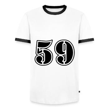 59 Number Symbol - Men's Ringer Shirt - white/black - Front - AI Model Female 172 light (172cm) & AI Model Male 178 dark (178cm)
