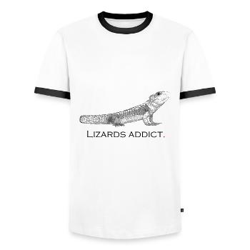 Lizards addict - Men's Ringer Shirt - white/black - Front - AI Model Female 172 light (172cm) & AI Model Male 178 dark (178cm)