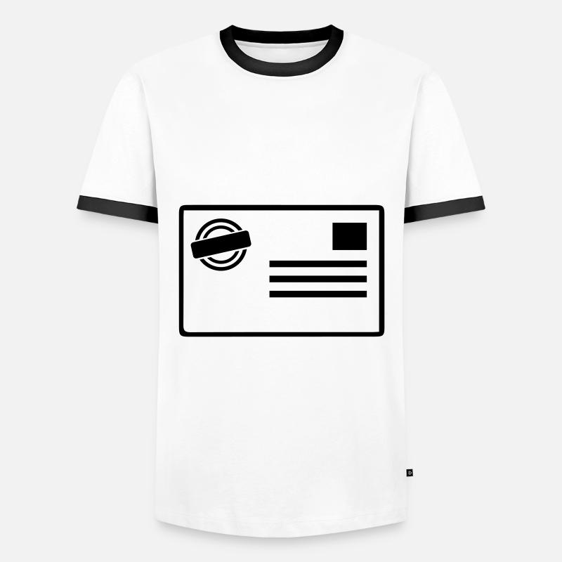 Postcard - Men's Ringer Shirt - white/black