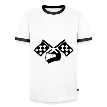 Racer helmet - Men's Ringer Shirt - white/black - Front - AI Model Female 172 light (172cm) & AI Model Male 178 dark (178cm)