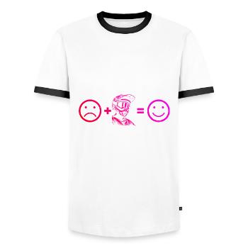 Mountainbike MTB Radfahrer Radsport Radfahren - Männer Kontrast-T-Shirt - Weiß/Schwarz - Vorne - AI Model Female 172 light (172cm) & AI Model Male 178 dark (178cm)