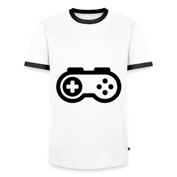 Gamepad Icon Gamer - Men's Ringer Shirt - white/black - Front - AI Model Female 172 light (172cm) & AI Model Male 178 dark (178cm)