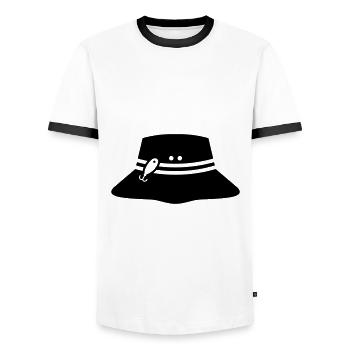 Fishing Hat Icon Silhouette - Men's Ringer Shirt - white/black - Front - AI Model Female 172 light (172cm) & AI Model Male 178 dark (178cm)