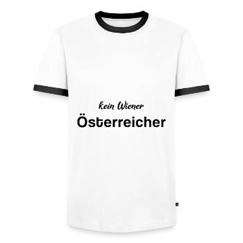 Österreicher kein Wiener Österreicher - Männer Kontrast-T-Shirt - Weiß/Schwarz - Vorne - AI Model Female 172 light (172cm) & AI Model Male 178 dark (178cm)
