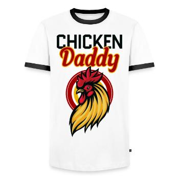 Chicken Daddy Dad Poultry Farmer Farm Fathers day - Men's Ringer Shirt - white/black - Front - AI Model Female 172 light (172cm) & AI Model Male 178 dark (178cm)
