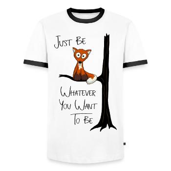 Just be fox owl - Männer Kontrast-T-Shirt - Weiß/Schwarz - Vorne - AI Model Female 172 light (172cm) & AI Model Male 178 dark (178cm)