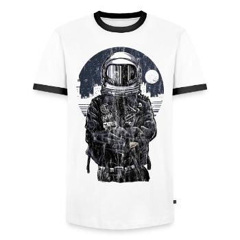 ASTRONAUT REBELL - Lustiges Astronauten Geschenk - Männer Kontrast-T-Shirt - Weiß/Schwarz - Vorne - AI Model Female 172 light (172cm) & AI Model Male 178 dark (178cm)