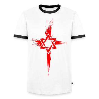 Messianische Juden Judenchristen Davidstern Kreuz - Männer Kontrast-T-Shirt - Weiß/Schwarz - Vorne - AI Model Female 172 light (172cm) & AI Model Male 178 dark (178cm)