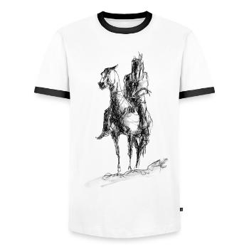 The Indian - Men's Ringer Shirt - white/black - Front - AI Model Female 172 light (172cm) & AI Model Male 178 dark (178cm)