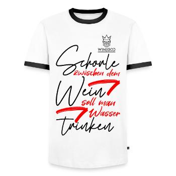 Winegod lustiger Schorle Spruch - Männer Kontrast-T-Shirt - Weiß/Schwarz - Vorne - AI Model Female 172 light (172cm) & AI Model Male 178 dark (178cm)