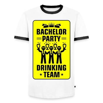 Enterrement de vie de garçon Équipe de beuverie Jga - T-shirt contrasté Homme - blanc/noir - Devant - AI Model Female 172 light (172cm) & AI Model Male 178 dark (178cm)