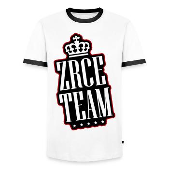 Zrce Team - Men's Ringer Shirt - white/black - Front - AI Model Female 172 light (172cm) & AI Model Male 178 dark (178cm)