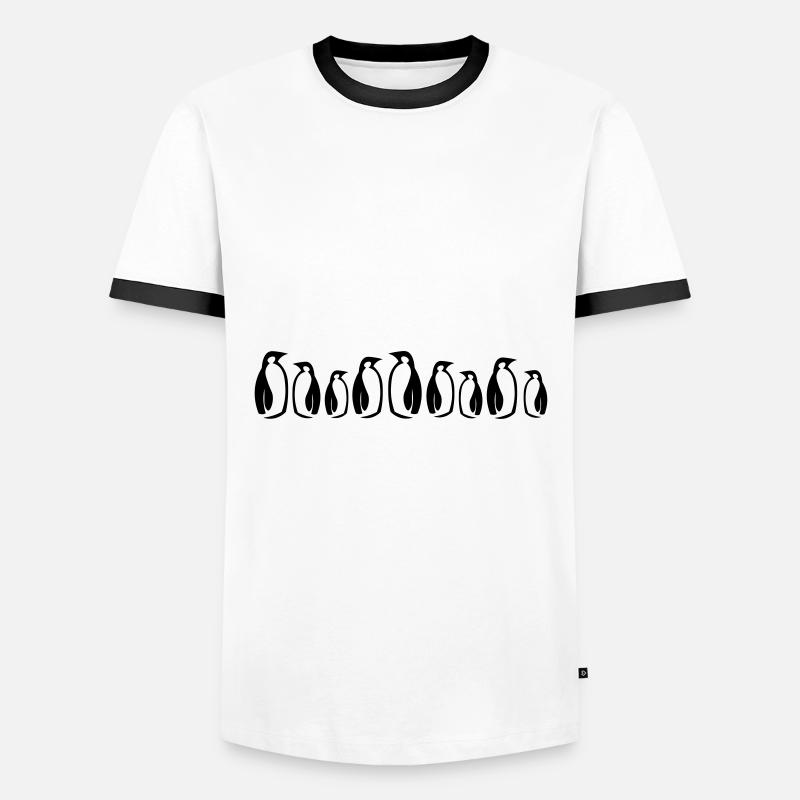 Pinguin Kolonie Geschenkidee - Männer Kontrast-T-Shirt - Weiß/Schwarz