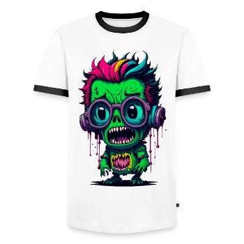 Bunter cooler Zombie - Männer Kontrast-T-Shirt - Weiß/Schwarz - Vorne - AI Model Female 172 light (172cm) & AI Model Male 178 dark (178cm)