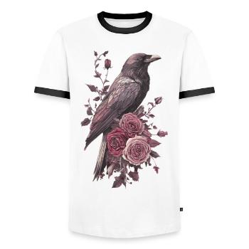 Rabe - Männer Kontrast-T-Shirt - Weiß/Schwarz - Vorne - AI Model Female 172 light (172cm) & AI Model Male 178 dark (178cm)