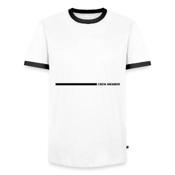 crew member - Men's Ringer Shirt - white/black - Front - AI Model Female 172 light (172cm) & AI Model Male 178 dark (178cm)