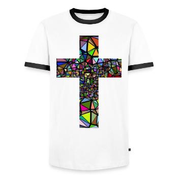 Jesus Christus CROSS T-SHIRT - T-shirt contrasté Homme - blanc/noir - Devant - AI Model Female 172 light (172cm) & AI Model Male 178 dark (178cm)