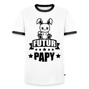 annonce grossesse futur papy - T-shirt contrasté Homme - blanc/noir - Devant - AI Model Female 172 light (172cm) & AI Model Male 178 dark (178cm)