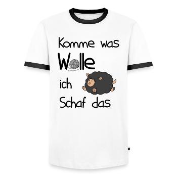 knitting ladies tshirt sheep gift idea - Men's Ringer Shirt - white/black - Front - AI Model Female 172 light (172cm) & AI Model Male 178 dark (178cm)