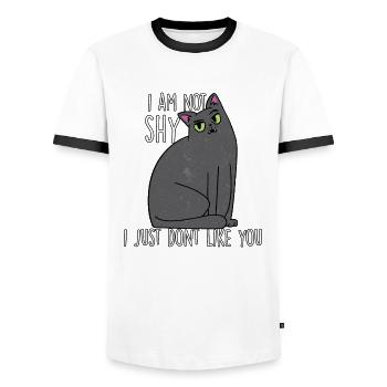 Cadeau de propriétaire de chat pour les chats misanthropes - T-shirt contrasté Homme - blanc/noir - Devant - AI Model Female 172 light (172cm) & AI Model Male 178 dark (178cm)