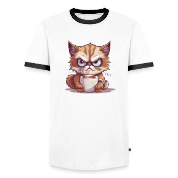 Cadeaux de propriétaires de chats pour les chats grognons du matin - T-shirt contrasté Homme - blanc/noir - Devant - AI Model Female 172 light (172cm) & AI Model Male 178 dark (178cm)
