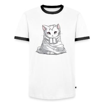 Katzenbesitzer Geschenk süße Kuschel Katzen - Männer Kontrast-T-Shirt - Weiß/Schwarz - Vorne - AI Model Female 172 light (172cm) & AI Model Male 178 dark (178cm)