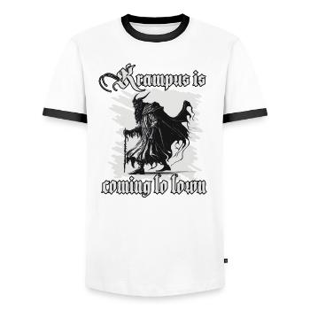 Horror Krampus T-Shirt dunkle Seite der Weihnacht - Männer Kontrast-T-Shirt - Weiß/Schwarz - Vorne - AI Model Female 172 light (172cm) & AI Model Male 178 dark (178cm)