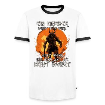Schildwall Unüberwindbare Kämpfer Wikinger Krieger - Männer Kontrast-T-Shirt - Weiß/Schwarz - Vorne - AI Model Female 172 light (172cm) & AI Model Male 178 dark (178cm)