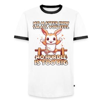 Kaninhop Train with heart for your - Men's Ringer Shirt - white/black - Front - AI Model Female 172 light (172cm) & AI Model Male 178 dark (178cm)