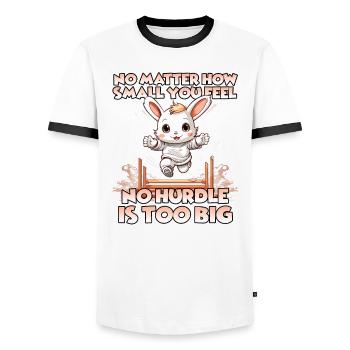 Kaninhop Wonder: Erlebe die Magie des Kaninhop - Männer Kontrast-T-Shirt - Weiß/Schwarz - Vorne - AI Model Female 172 light (172cm) & AI Model Male 178 dark (178cm)