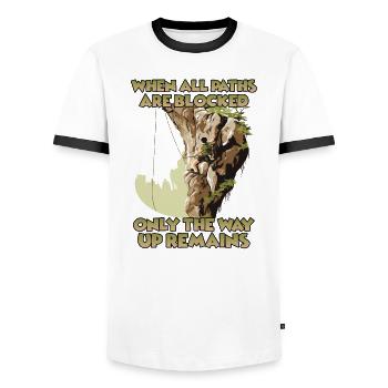 Toprope climbing outdoor fans mountaineers - Men's Ringer Shirt - white/black - Front - AI Model Female 172 light (172cm) & AI Model Male 178 dark (178cm)