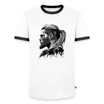 Tête de Viking Viking homme cadeau Nordmann - T-shirt contrasté Homme - blanc/noir - Devant - AI Model Female 172 light (172cm) & AI Model Male 178 dark (178cm)