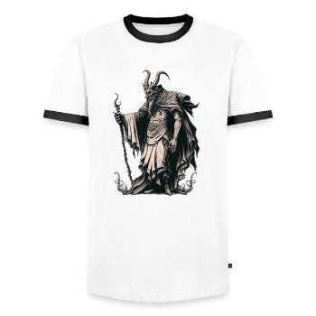 Krampus Ugly Sweater Böser Weihnachtsmann Krampus - Männer Kontrast-T-Shirt - Weiß/Schwarz - Vorne - AI Model Female 172 light (172cm) & AI Model Male 178 dark (178cm)