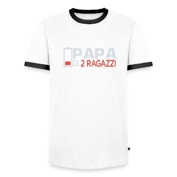 father of 2 sons father son partnerlook dad - Men's Ringer Shirt - white/black - Front - AI Model Female 172 light (172cm) & AI Model Male 178 dark (178cm)