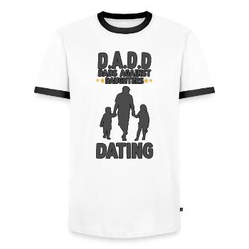 Vater 2 Töchter niedlich Vater Tochter Partnerlook - Männer Kontrast-T-Shirt - Weiß/Schwarz - Vorne - AI Model Female 172 light (172cm) & AI Model Male 178 dark (178cm)