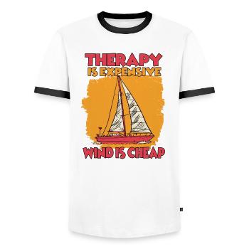 sail captain sail hobby yacht sailor - Men's Ringer Shirt - white/black - Front - AI Model Female 172 light (172cm) & AI Model Male 178 dark (178cm)