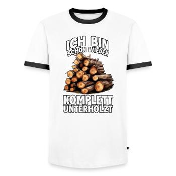 Holzfäller T für Holz-Fans & Hobby Handwerker - Männer Kontrast-T-Shirt - Weiß/Schwarz - Vorne - AI Model Female 172 light (172cm) & AI Model Male 178 dark (178cm)