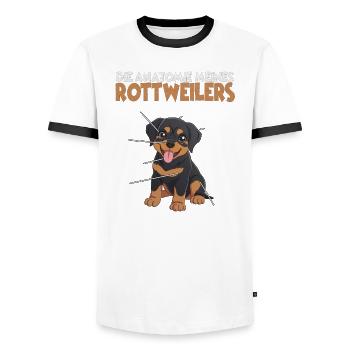 Lustiges Rottweiler Shirt Hundehalter Rottweiler - Männer Kontrast-T-Shirt - Weiß/Schwarz - Vorne - AI Model Female 172 light (172cm) & AI Model Male 178 dark (178cm)