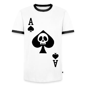 skull and ace of spades - Men's Ringer Shirt - white/black - Front - AI Model Female 172 light (172cm) & AI Model Male 178 dark (178cm)