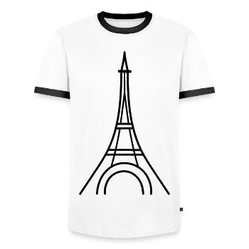 Paris - T-shirt contrasté Homme - blanc/noir - Devant - AI Model Female 172 light (172cm) & AI Model Male 178 dark (178cm)