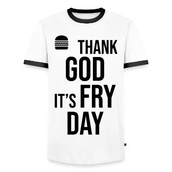 Thank God Its Fry Day - Männer Kontrast-T-Shirt - Weiß/Schwarz - Vorne - AI Model Female 172 light (172cm) & AI Model Male 178 dark (178cm)