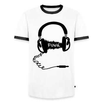 Headphones Conception Casque audio Wave: Funk - T-shirt contrasté Homme - blanc/noir - Devant - AI Model Female 172 light (172cm) & AI Model Male 178 dark (178cm)