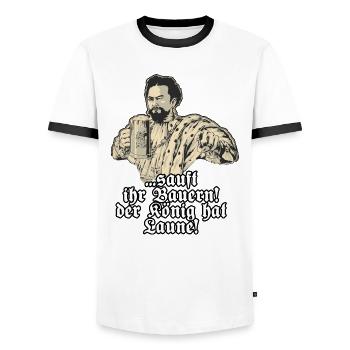 Sauft ihr Bauern - Koenig Ludwig mit Bier - - Männer Kontrast-T-Shirt - Weiß/Schwarz - Vorne - AI Model Female 172 light (172cm) & AI Model Male 178 dark (178cm)