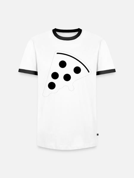Pizza Geschenkidee Pizzastück - Männer Kontrast-T-Shirt - Weiß/Schwarz