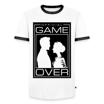 Wedding Couple Game Over Bridal Couple Jga - Men's Ringer Shirt - white/black - Front - AI Model Female 172 light (172cm) & AI Model Male 178 dark (178cm)