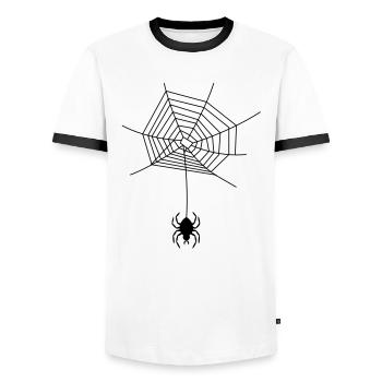 spinne_im_netz_f1 - Men's Ringer Shirt - white/black - Front - AI Model Female 172 light (172cm) & AI Model Male 178 dark (178cm)