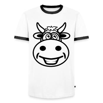 Cow funny cute - Men's Ringer Shirt - white/black - Front - AI Model Female 172 light (172cm) & AI Model Male 178 dark (178cm)