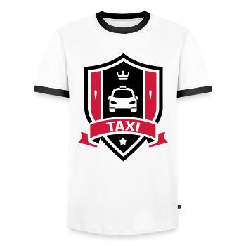Taxi - Men's Ringer Shirt - white/black - Front - AI Model Female 172 light (172cm) & AI Model Male 178 dark (178cm)