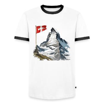 Alps Switzerland Zermatt Matterhorn Horu T-Shirt - T-shirt contrasté Homme - blanc/noir - Devant - AI Model Female 172 light (172cm) & AI Model Male 178 dark (178cm)